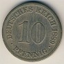 10 Pfennig Germany 1889 KM# 4. Uploaded by Granotius